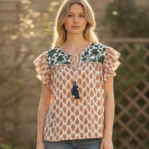 THML Boho Floral Tassel Top | Size XS - Picture 5 of 5